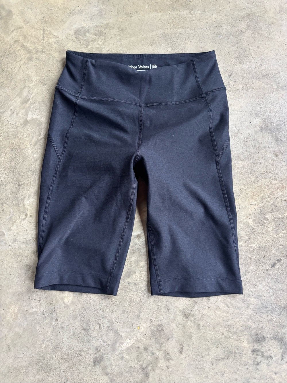 Outdoor Voices Jet Black Mid-Rise Bike Shorts